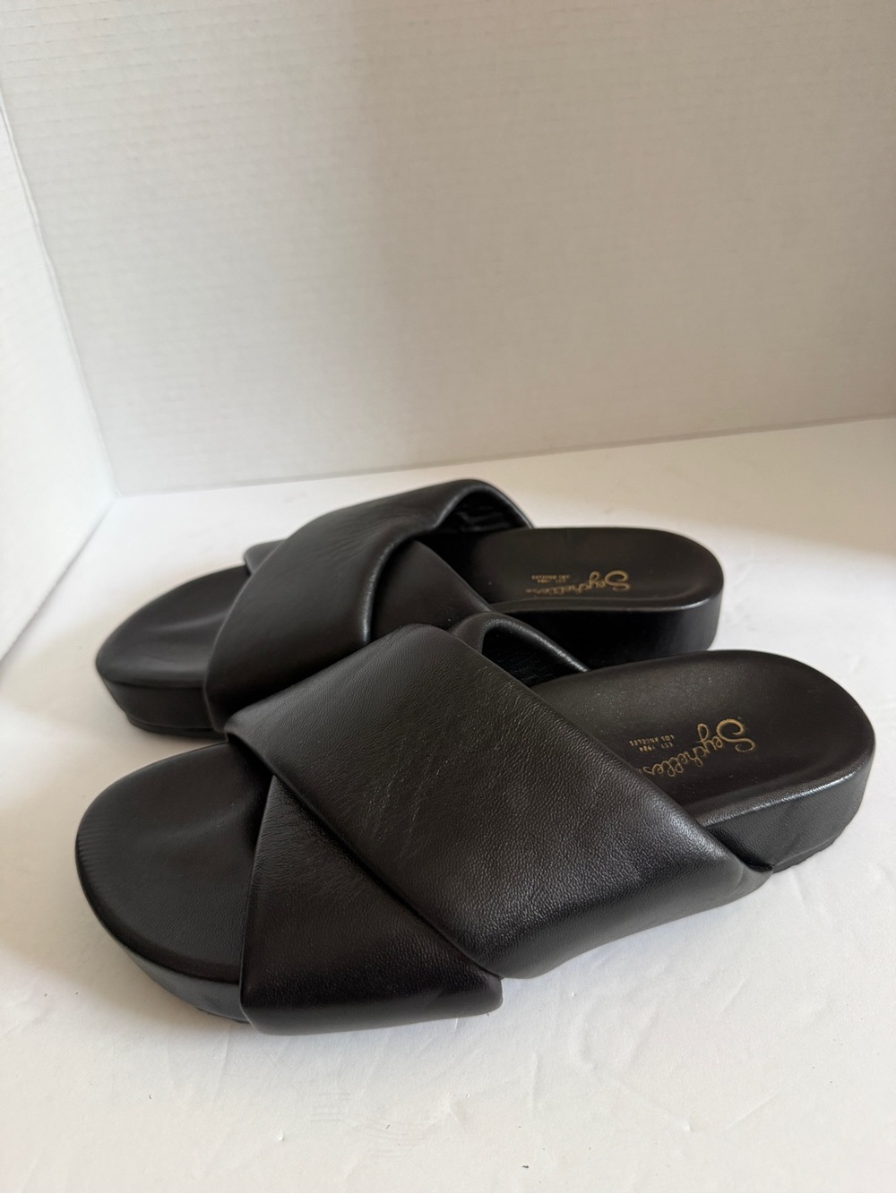 Seychelles Black Crisscross Platform Slide Sandals women size 6 - Picture 2 of 10